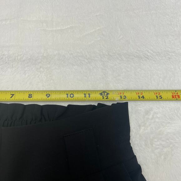 Grace Karin Black Paperbag Dress Pants Size L Bow Cuffs Ruched Waist Stretchy - Picture 6 of 10